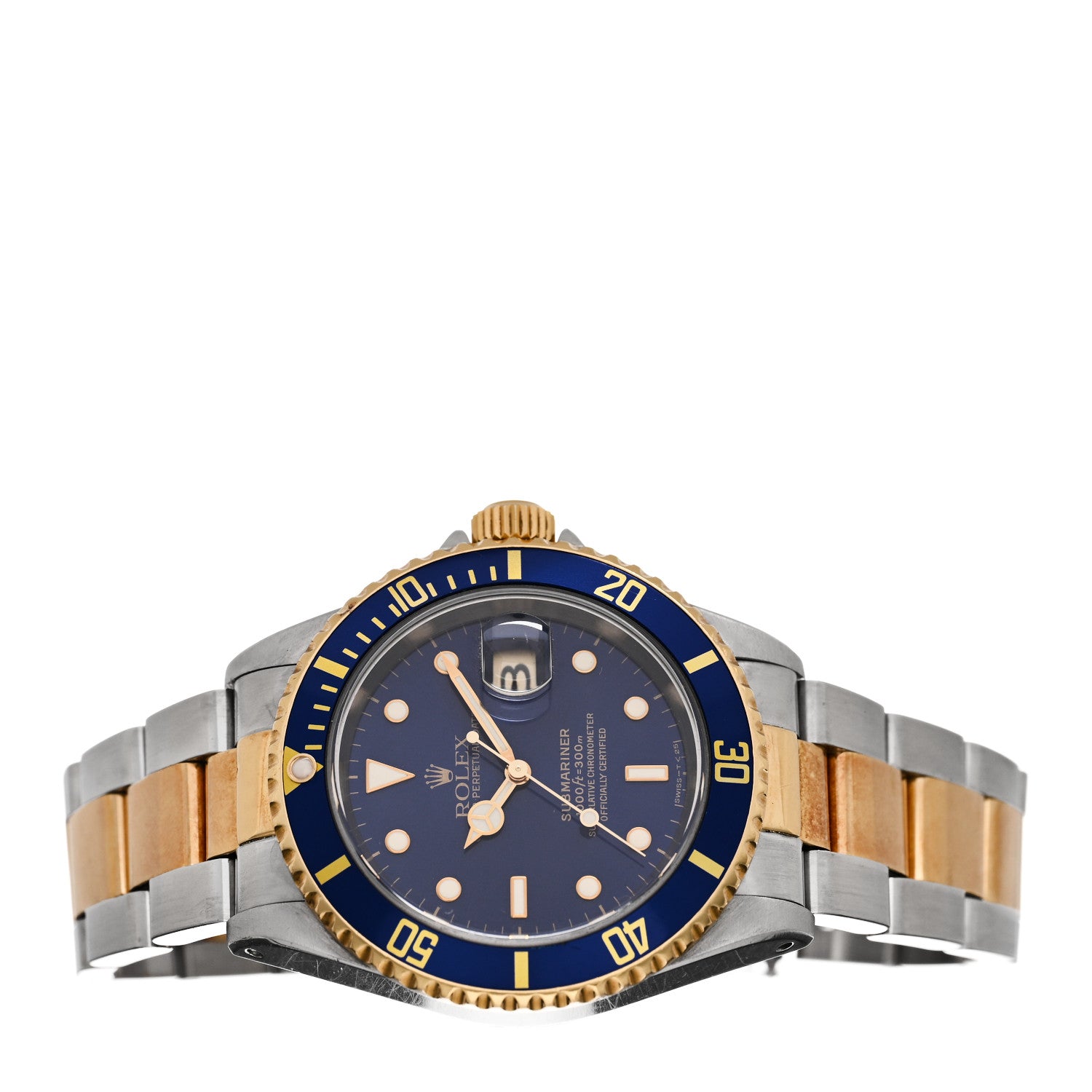 Rolex Stainless Steel 18K Yellow Gold 40mm Submariner Date Watch Royal Blue 16613 2 of 4