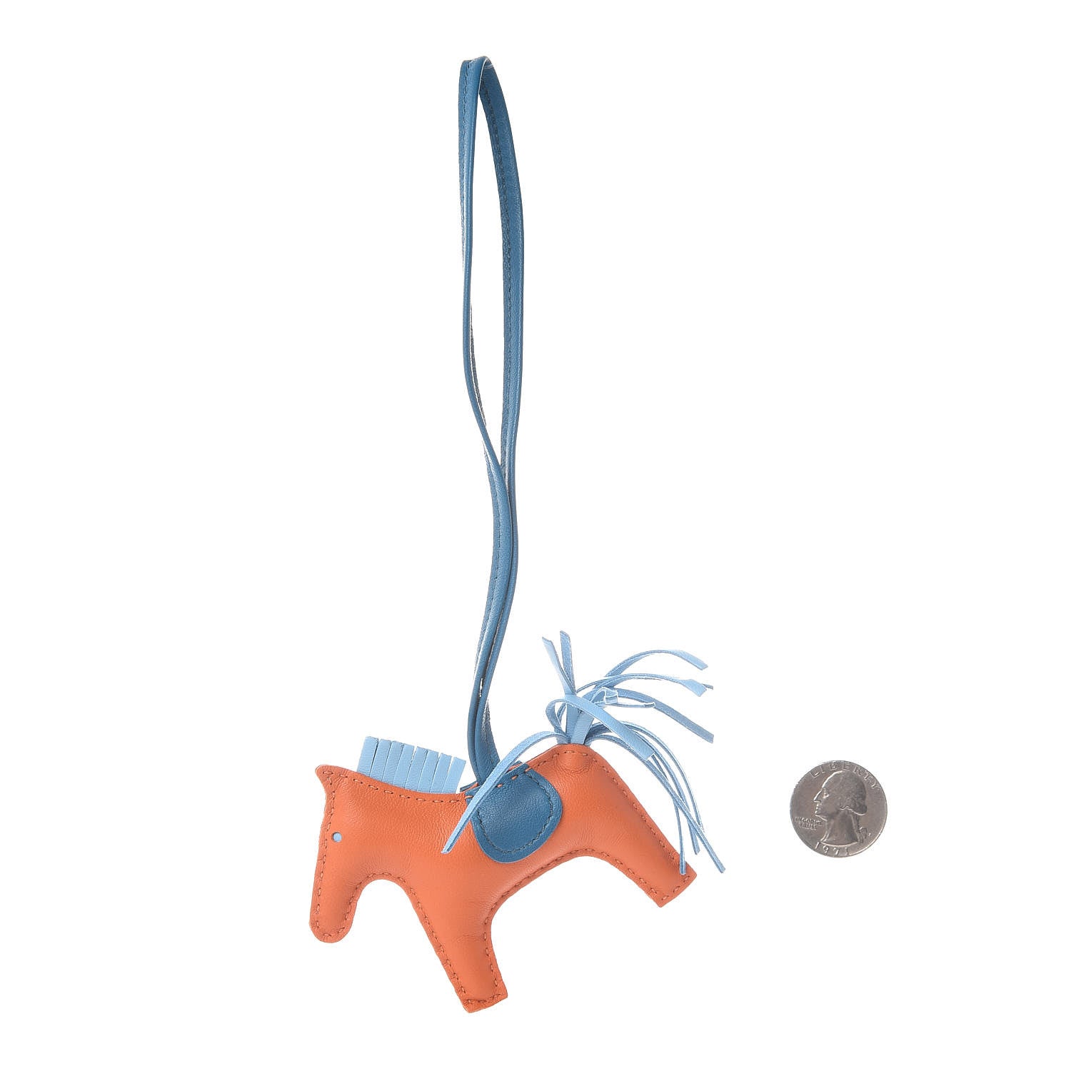 Hermes Milo Lambskin Grigri Rodeo Horse Bag Charm PM Feu Celeste Bleu Izmir 2 of 4