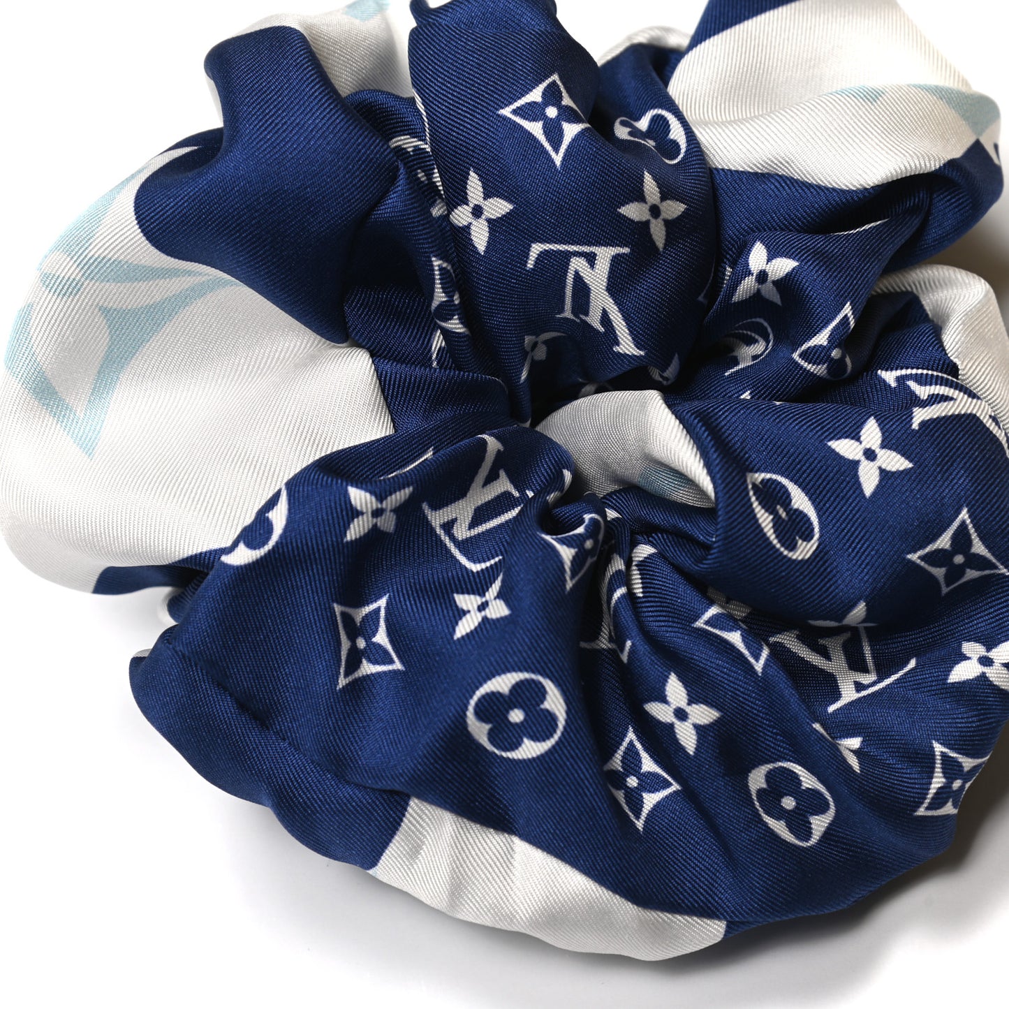 Silk Parasol Trop Chou Scrunchie Bleu