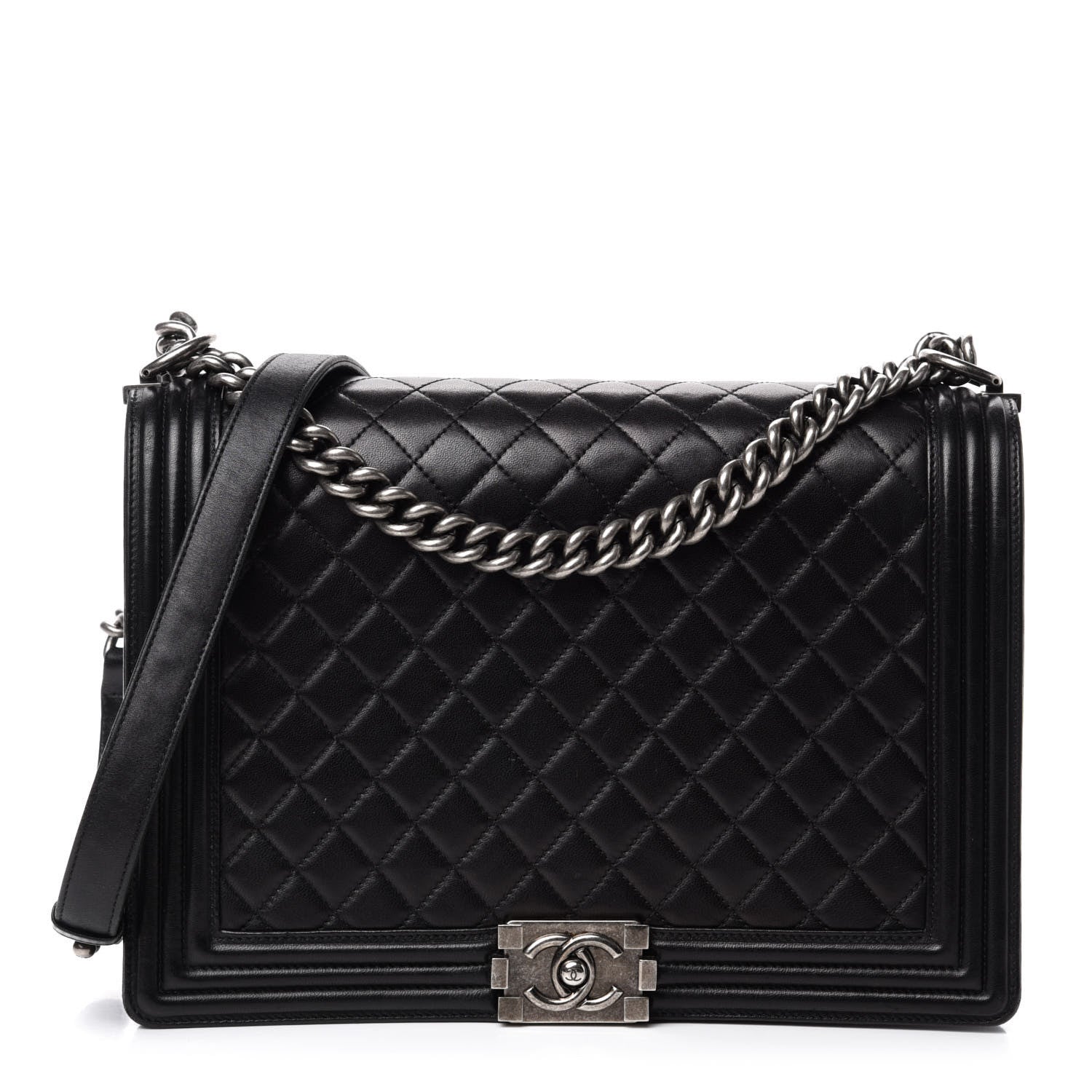 Chanel Lambskin Quilted Large Boy Flap Black 1 of 14