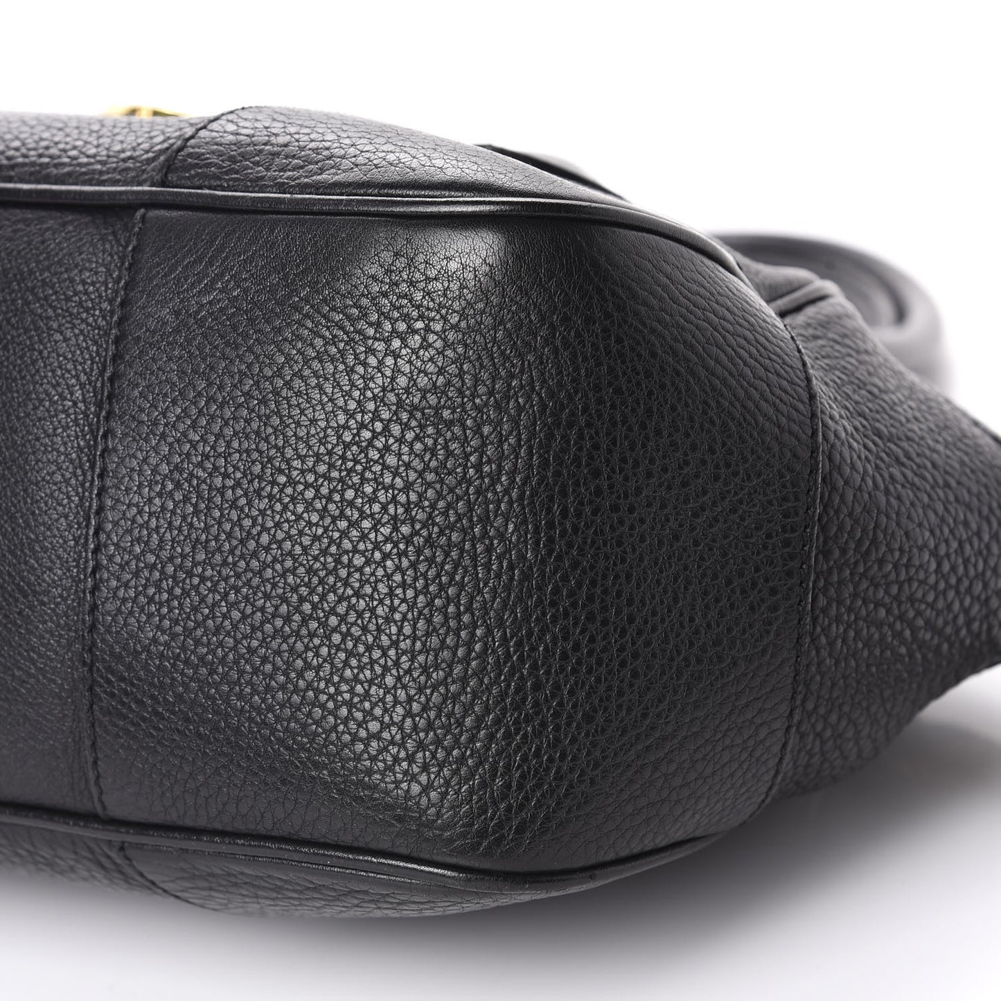 Vitello Daino Pushlock Shoulder Bag Black