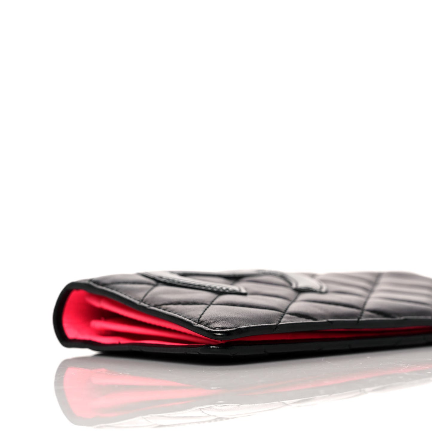 Calfskin Quilted Cambon Yen Wallet Black