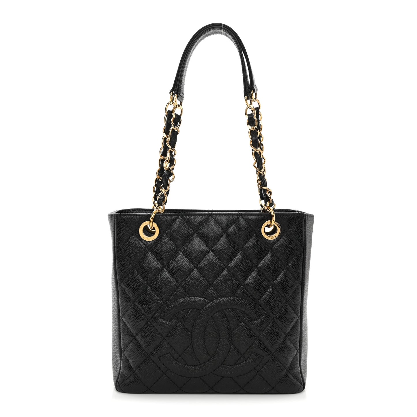 Caviar Quilted Petit Shopping Tote PST Black