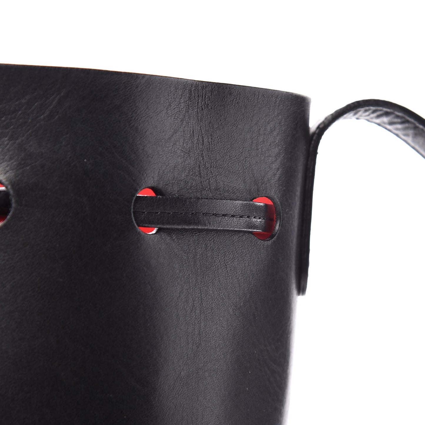Vegetable Tanned Calfskin Mini Bucket Bag Black Flamma
