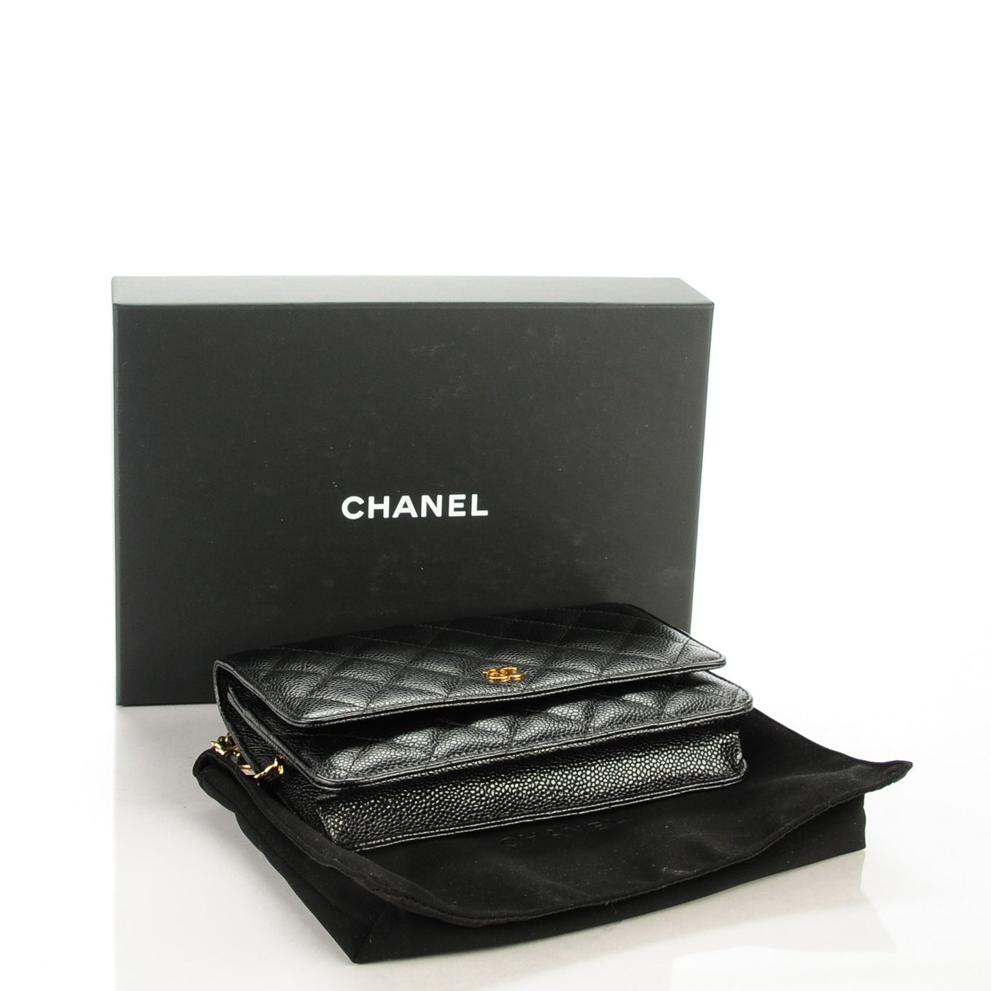 Caviar Quilted Wallet On Chain WOC Black