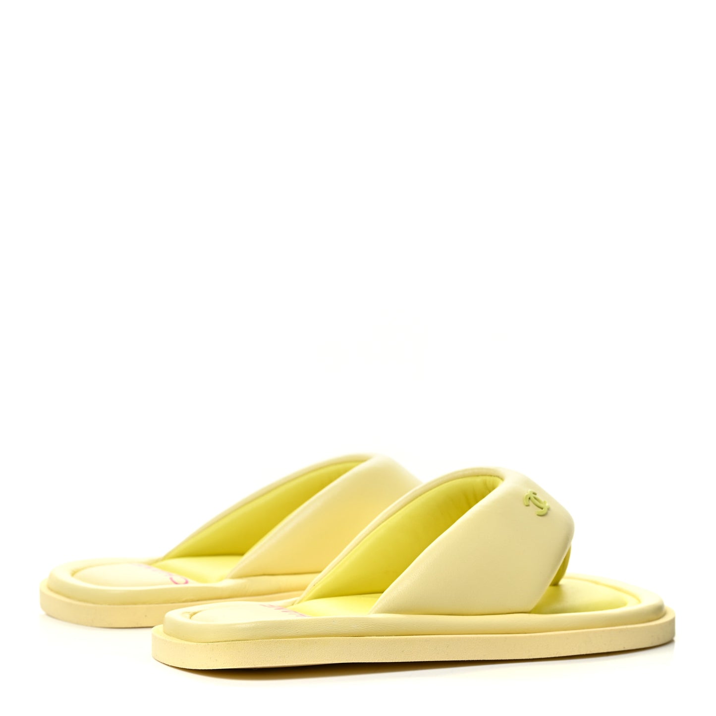 Lambskin CC Thong Sandals 37 Yellow