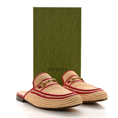 Gucci Raffia Mens Princetown Slippers 12 Naturale Sand Storm Red 8 of 8