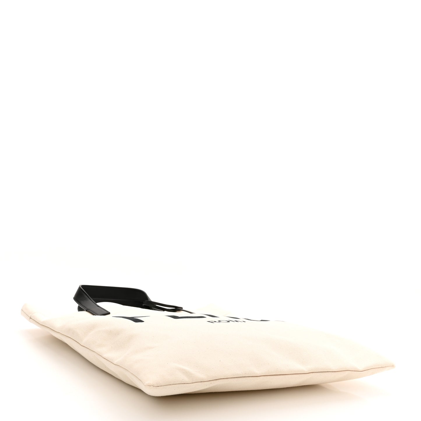 Canvas Vitello Grace Logo Flat Shopping Tote Grezzo Black