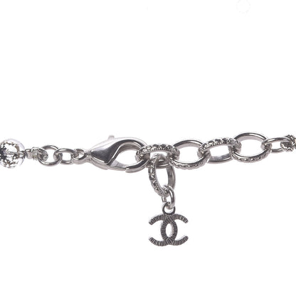 Chanel Pearl Crystal Bead CC Long Necklace Silver Black 4 of 6