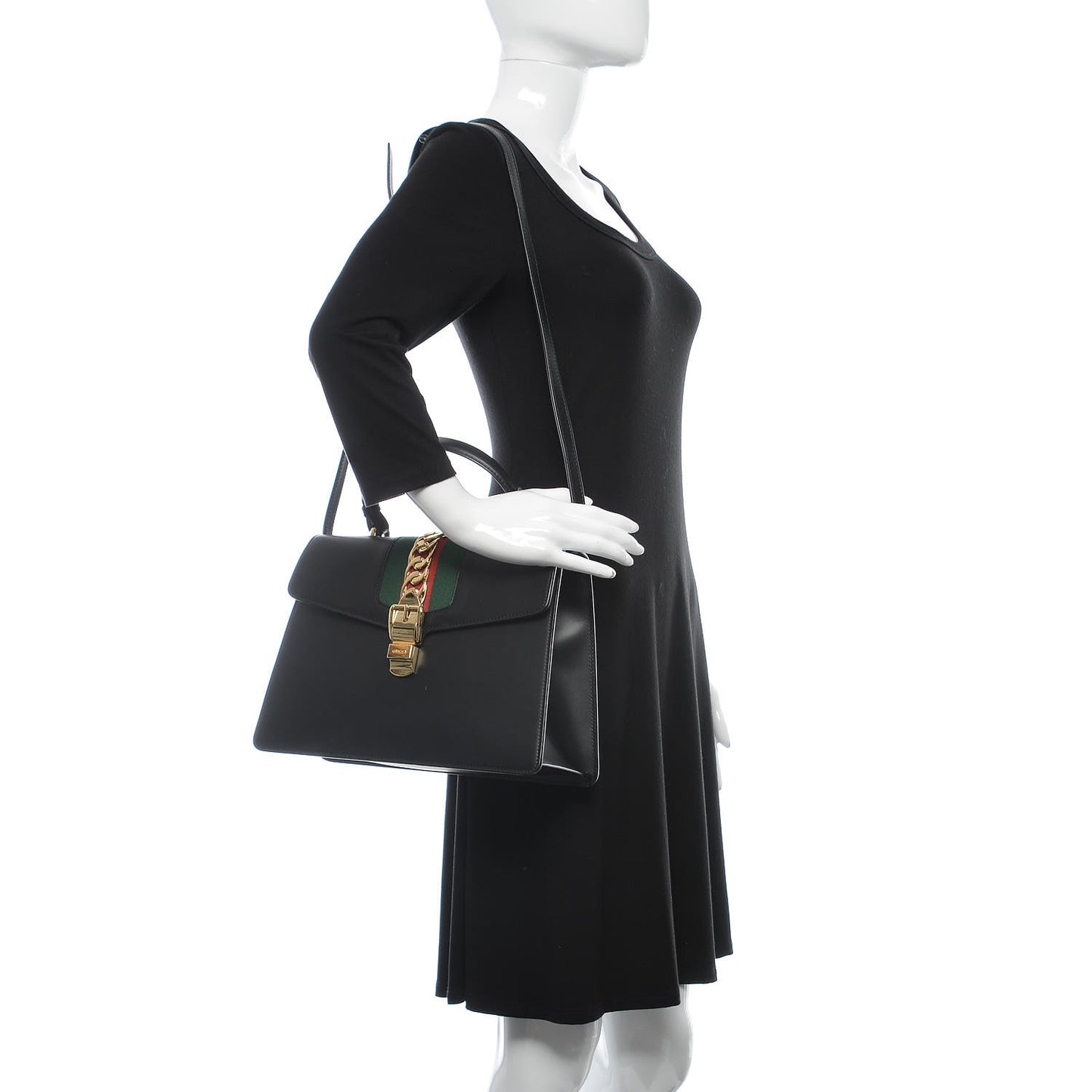 Calfskin Medium Sylvie Top Handle Bag Black