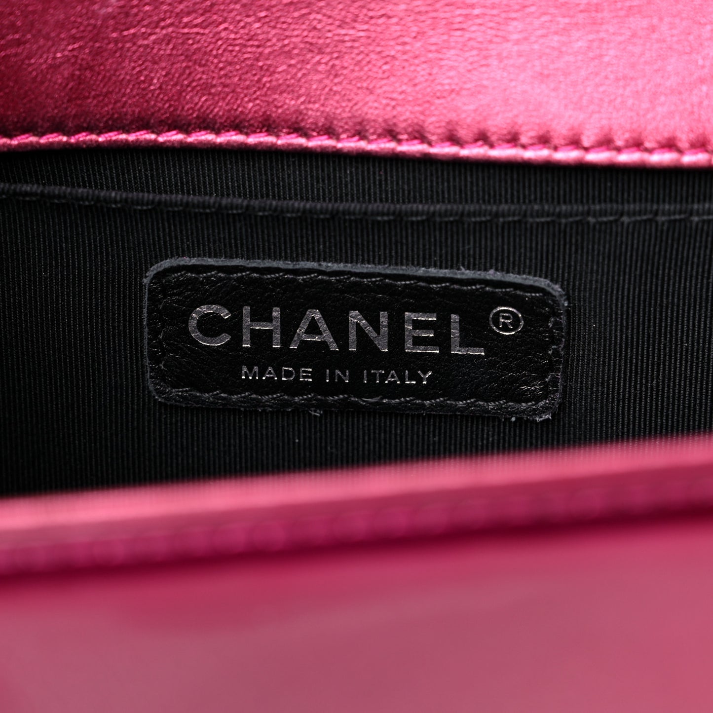 Metallic Patent Calfskin Quilted Small Boy Flap Pink