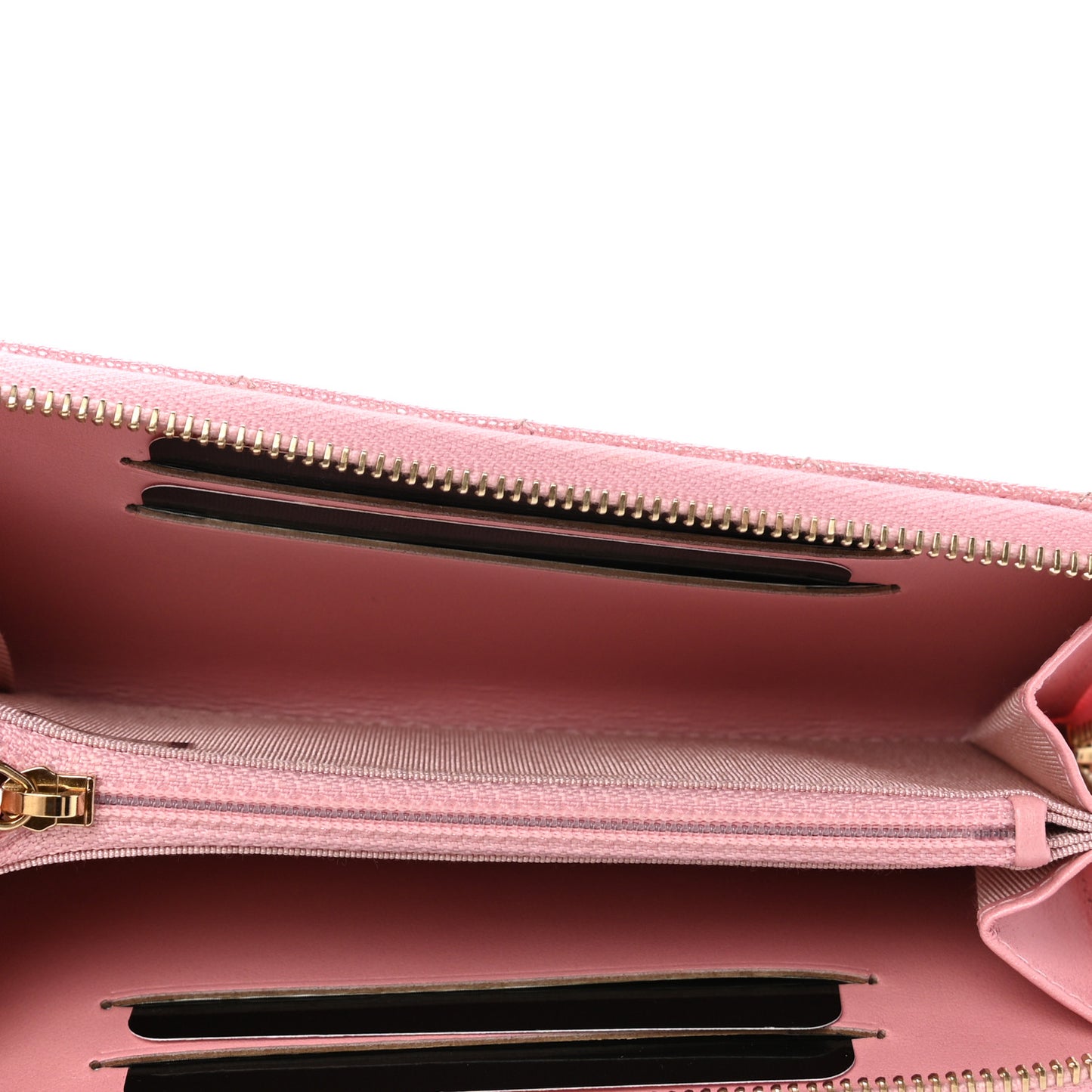 Iridescent Caviar Quilted Medium Zip Around Wallet Pink