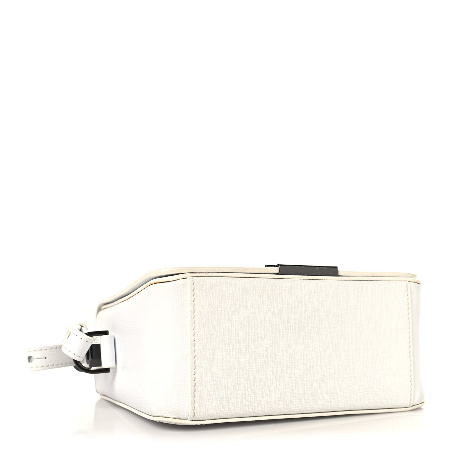 Saffiano Striped Mini Diag Binder Clip Bag White Black