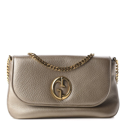 Gucci Metallic Pebbled Calfskin Medium 1973 Chain Shoulder Bag Golden Beige 1 of 9