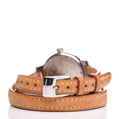 Louis Vuitton Stainless Steel Vachetta 28mm Tambour Triple Wrap Quartz Watch Brown 3 of 6