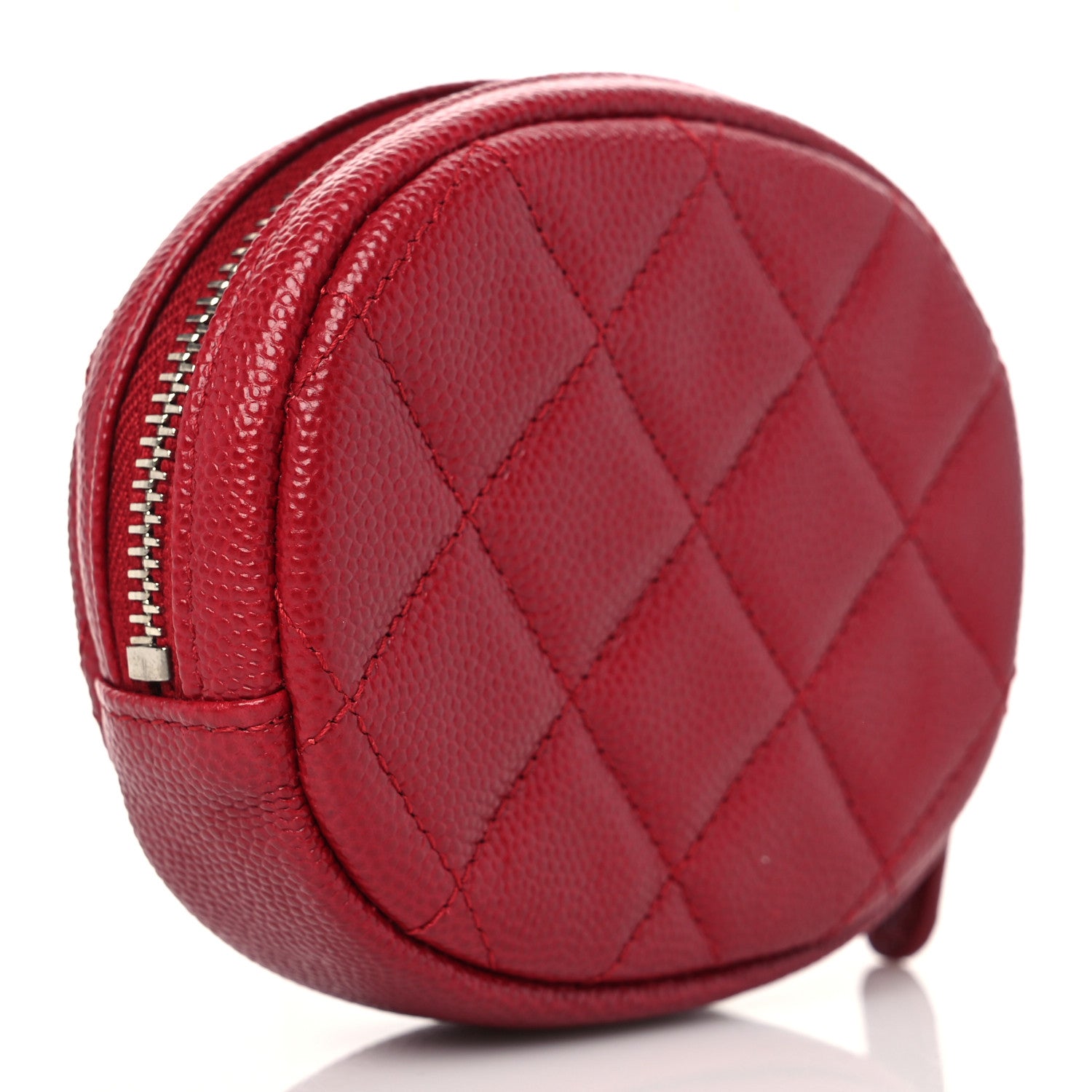 Chanel Caviar Quilted Zip Around Classic Coin Purse Red 3 of 7