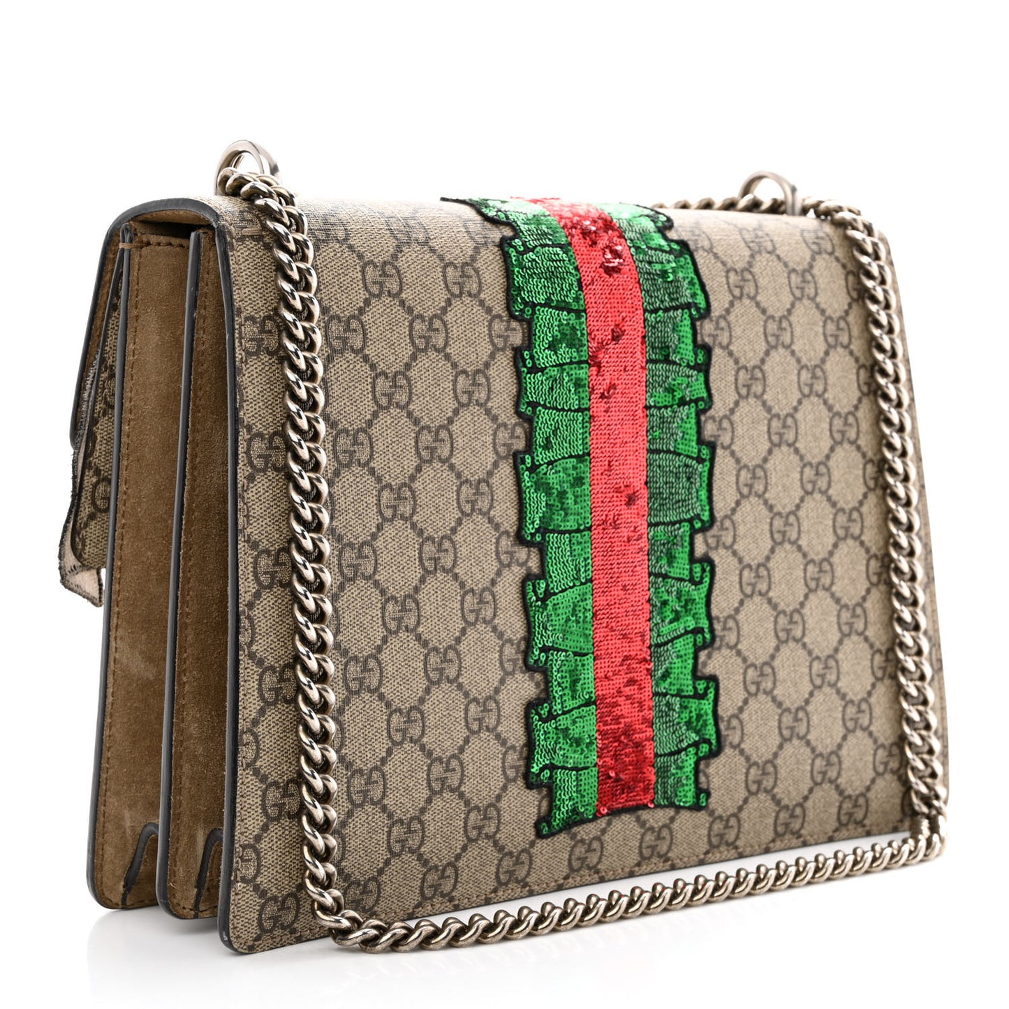 GG Supreme Monogram Lightning Embroidered Medium Dionysus Shoulder Bag Beige