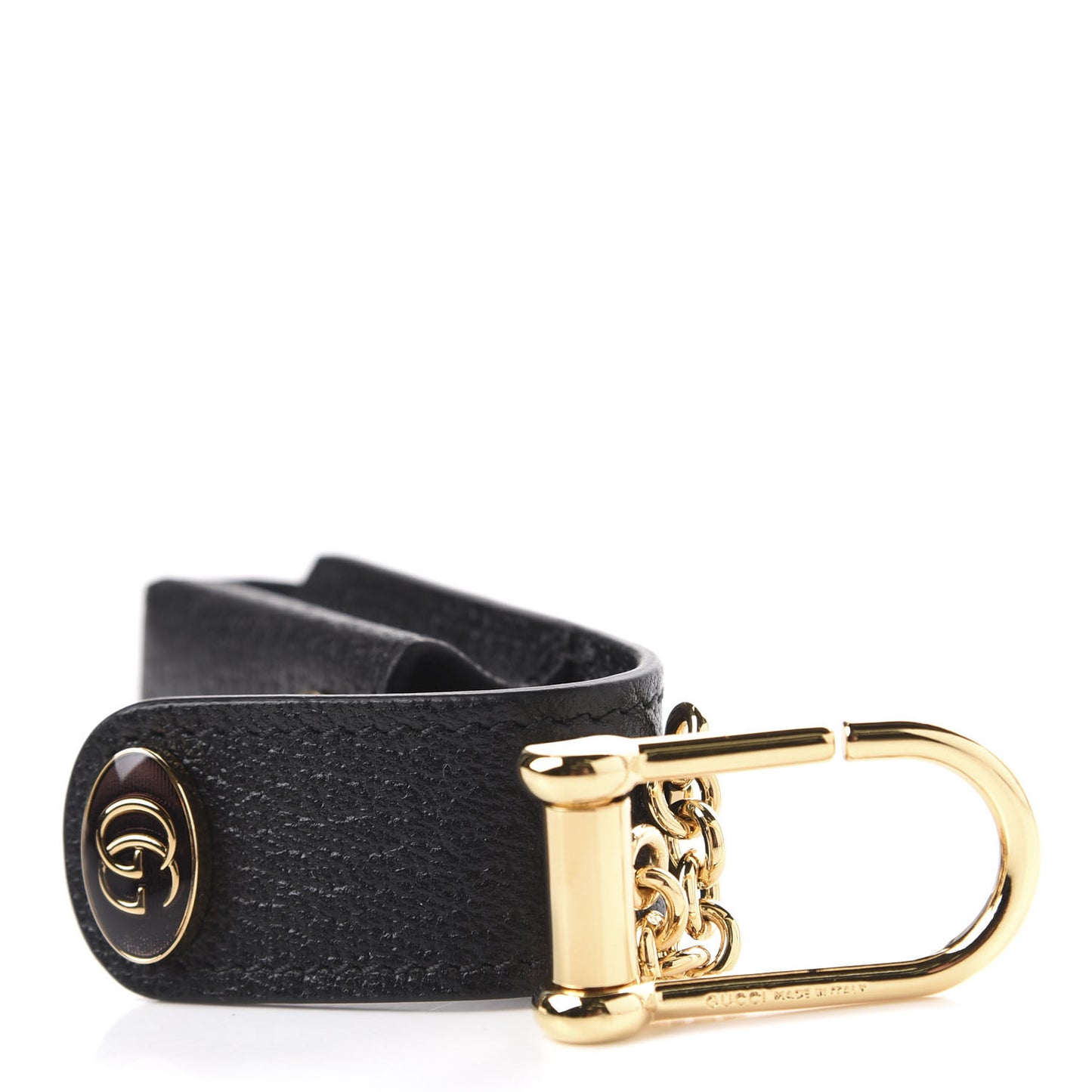 Textured Calfskin Enamel Single Porte Rouges Keychain Black