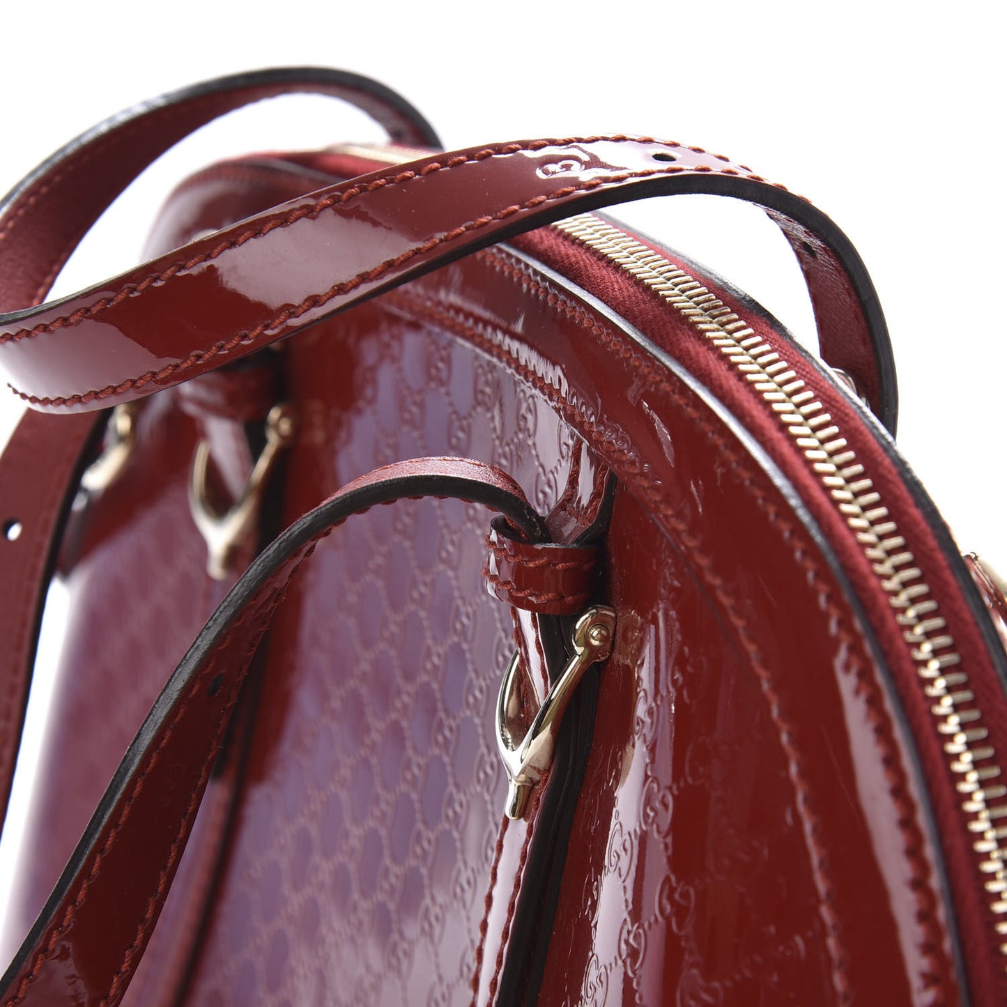 Patent Microguccissima Small Nice Top Handle Dome Bag Rose Bed