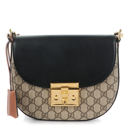 Gucci GG Supreme Monogram Web Medium Padlock Messenger Shoulder Bag Black 1 of 7