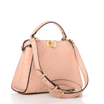 Fendi Ostrich Shiny Nappa Medium Peekaboo Iconic Essentially Satchel Confetto 3 of 11