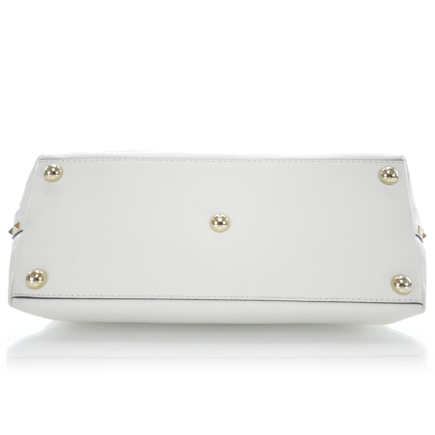 Leather Rockstud Dome Satchel White
