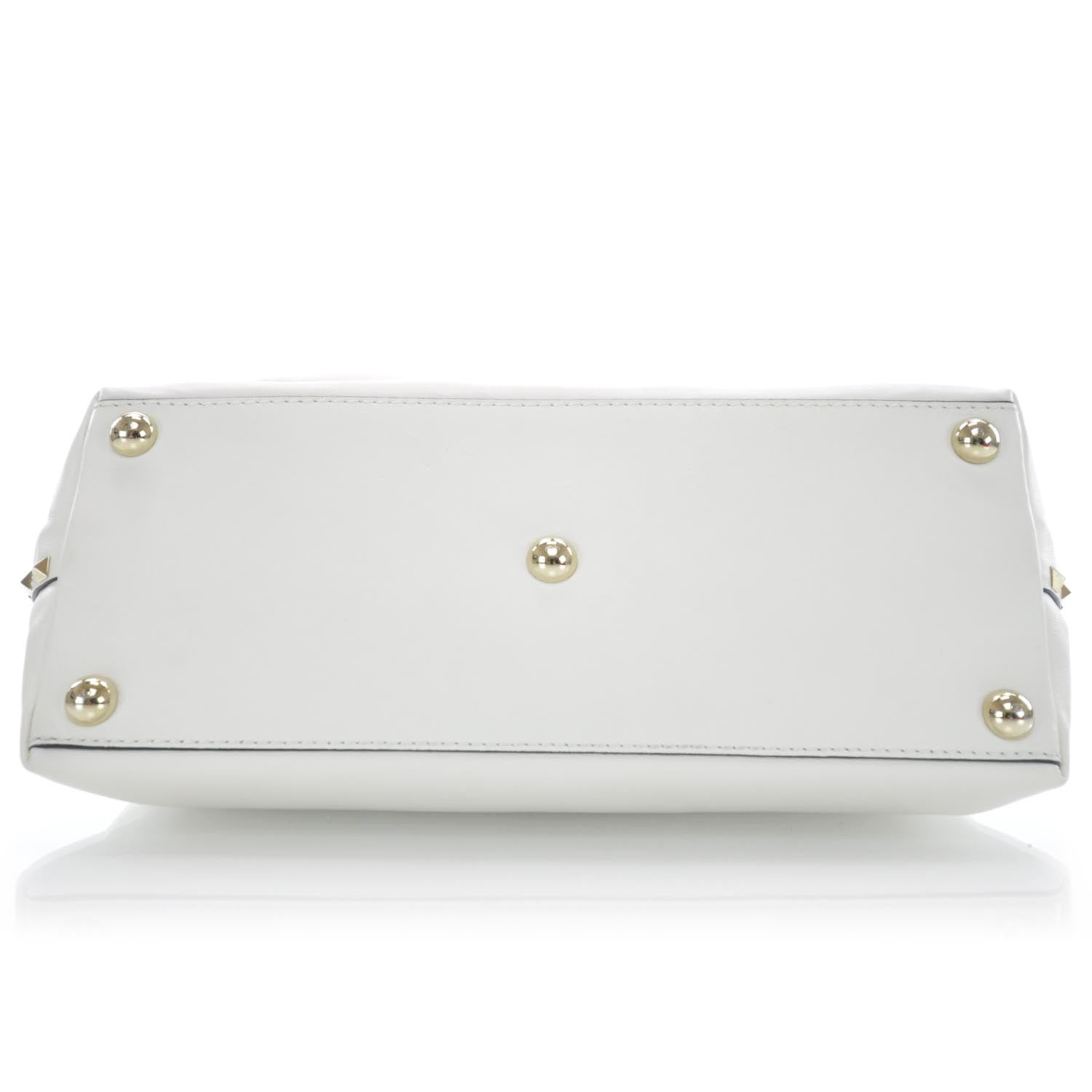 Valentino Garavani Leather Rockstud Dome Satchel White 6 of 9