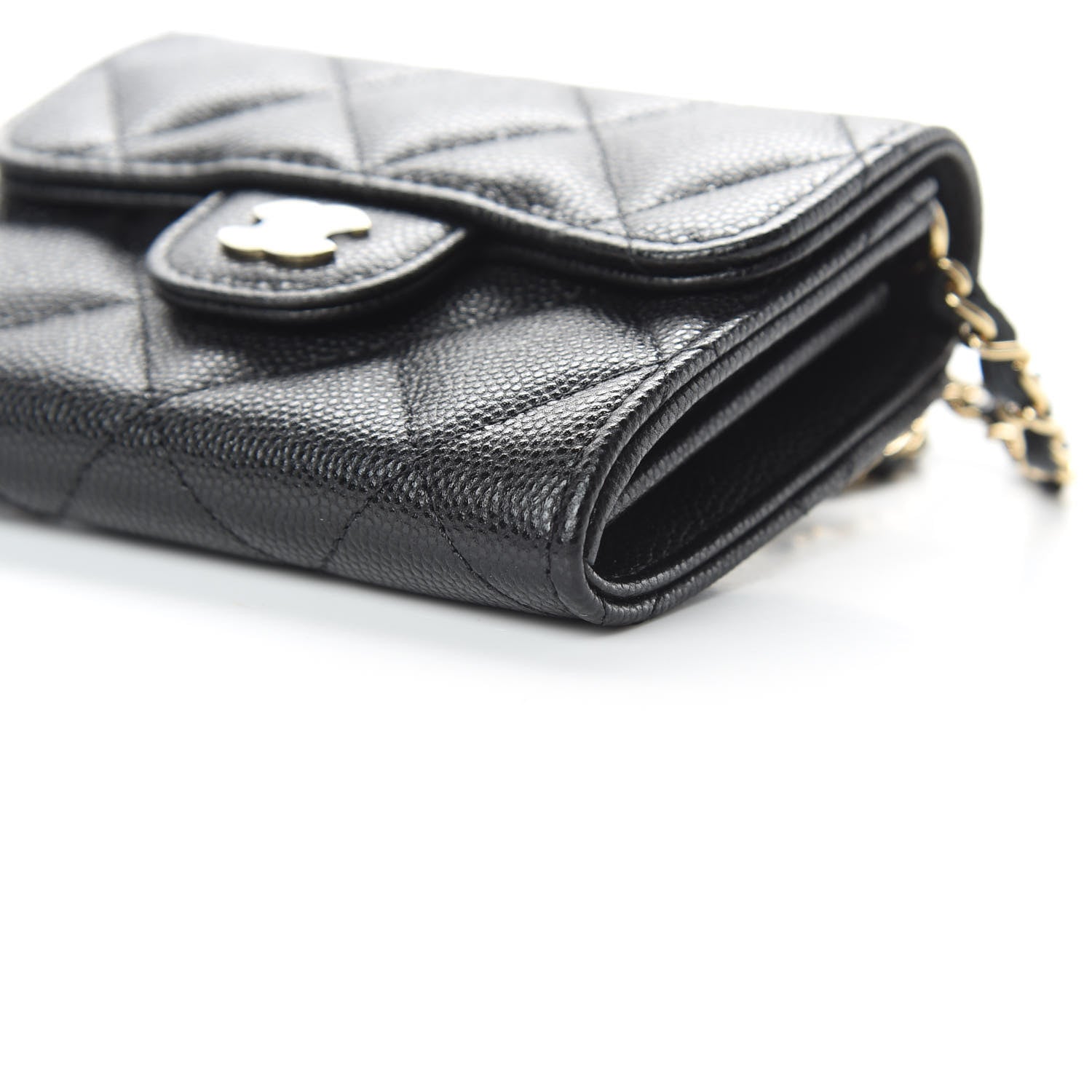Chanel Caviar Quilted Flap Card Holder On Chain Black 11 of 12