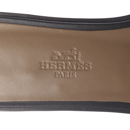 Hermes Box Calfskin Oran Sandals 35 Black 6 of 9