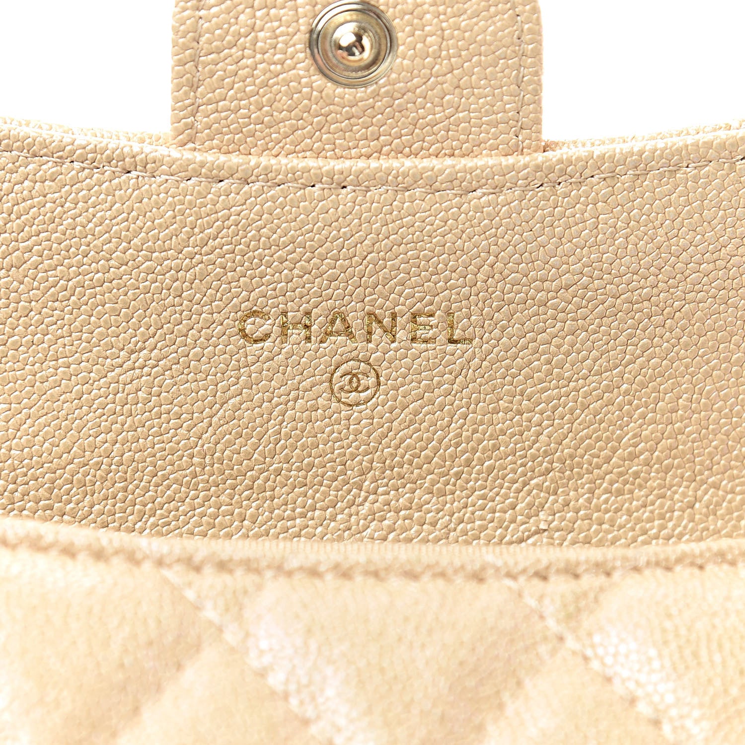Chanel Iridescent Caviar Quilted Flap Card Holder Wallet Beige 6 of 9