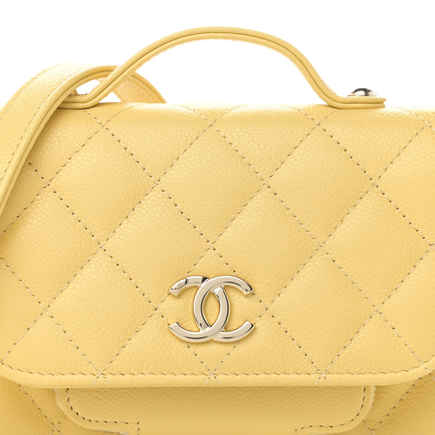 Caviar Quilted Business Affinity Clutch With Chain Flap Yellow