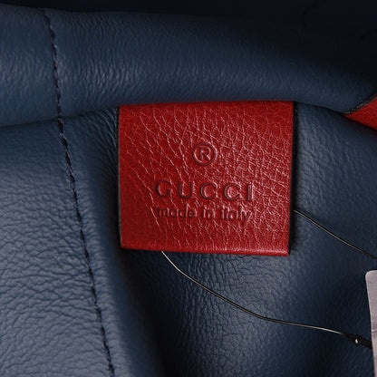 Gucci X MLB Suede Calfskin NY Yankees Large Rajah Chain Tote New Blue Romantic Cherry 5 of 10
