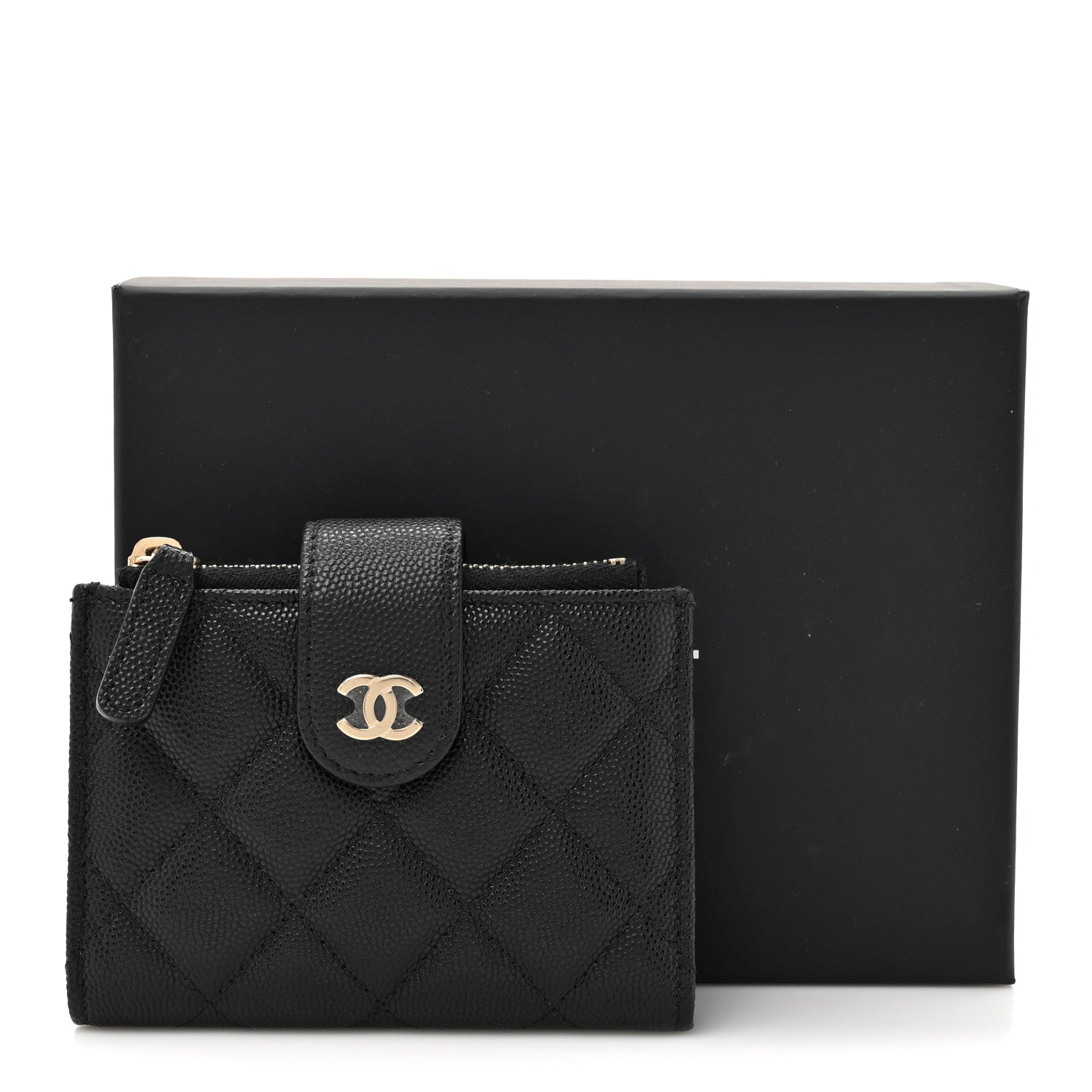Chanel Caviar Quilted Compact Zipped Pocket Wallet Black 10 of 10