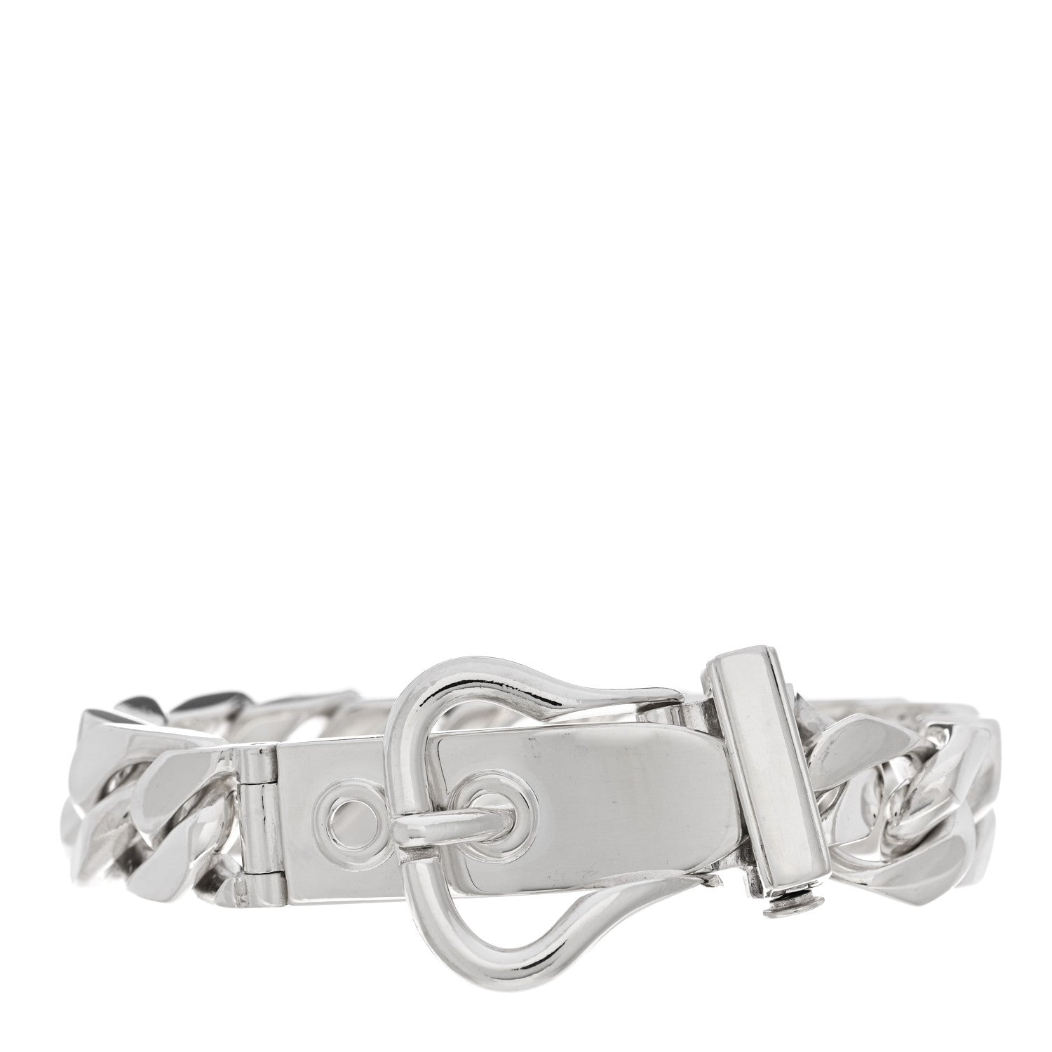 Hermes Sterling Silver Cuban Buckle Bracelet 1 of 3