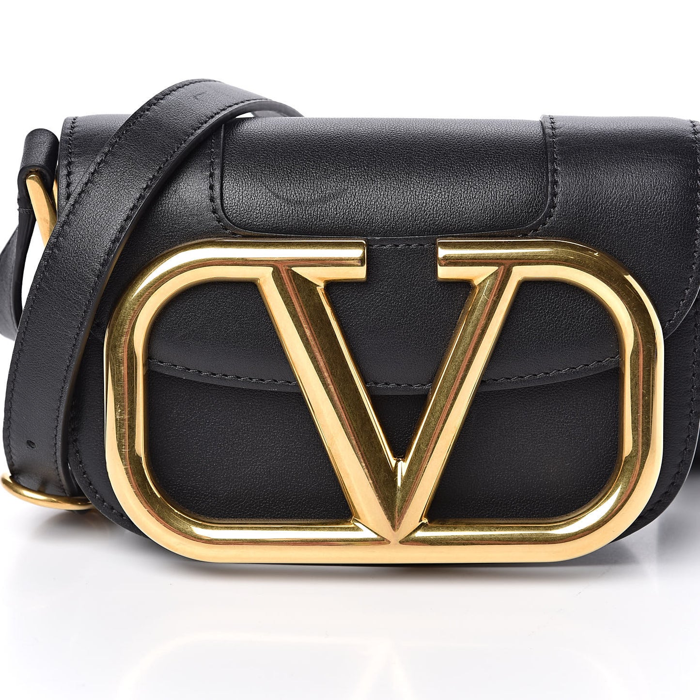 Calfskin Small Supervee Crossbody Bag Black
