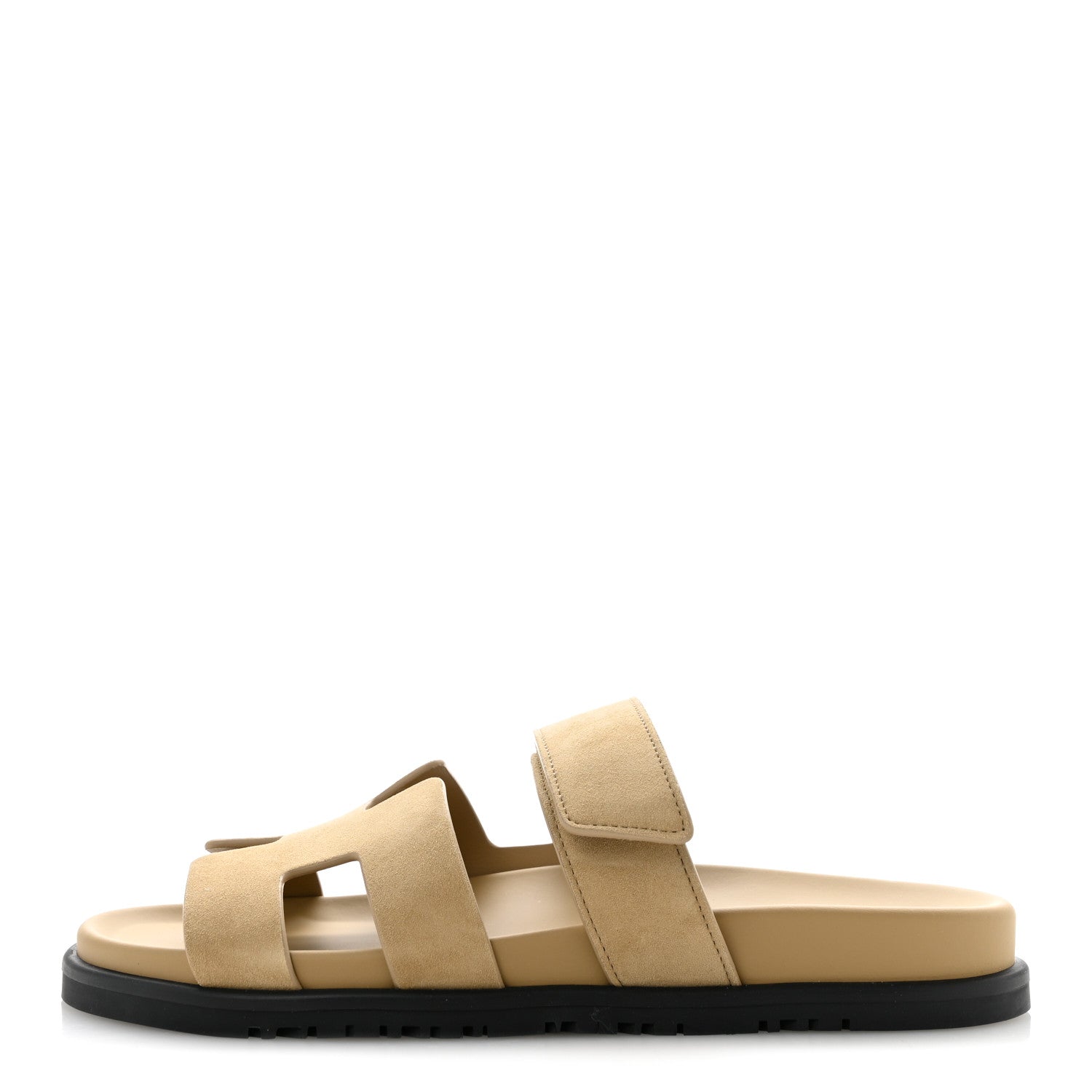 Hermes Suede Goatskin Womens Chypre Sandals 38 Beige Sable 1 of 10