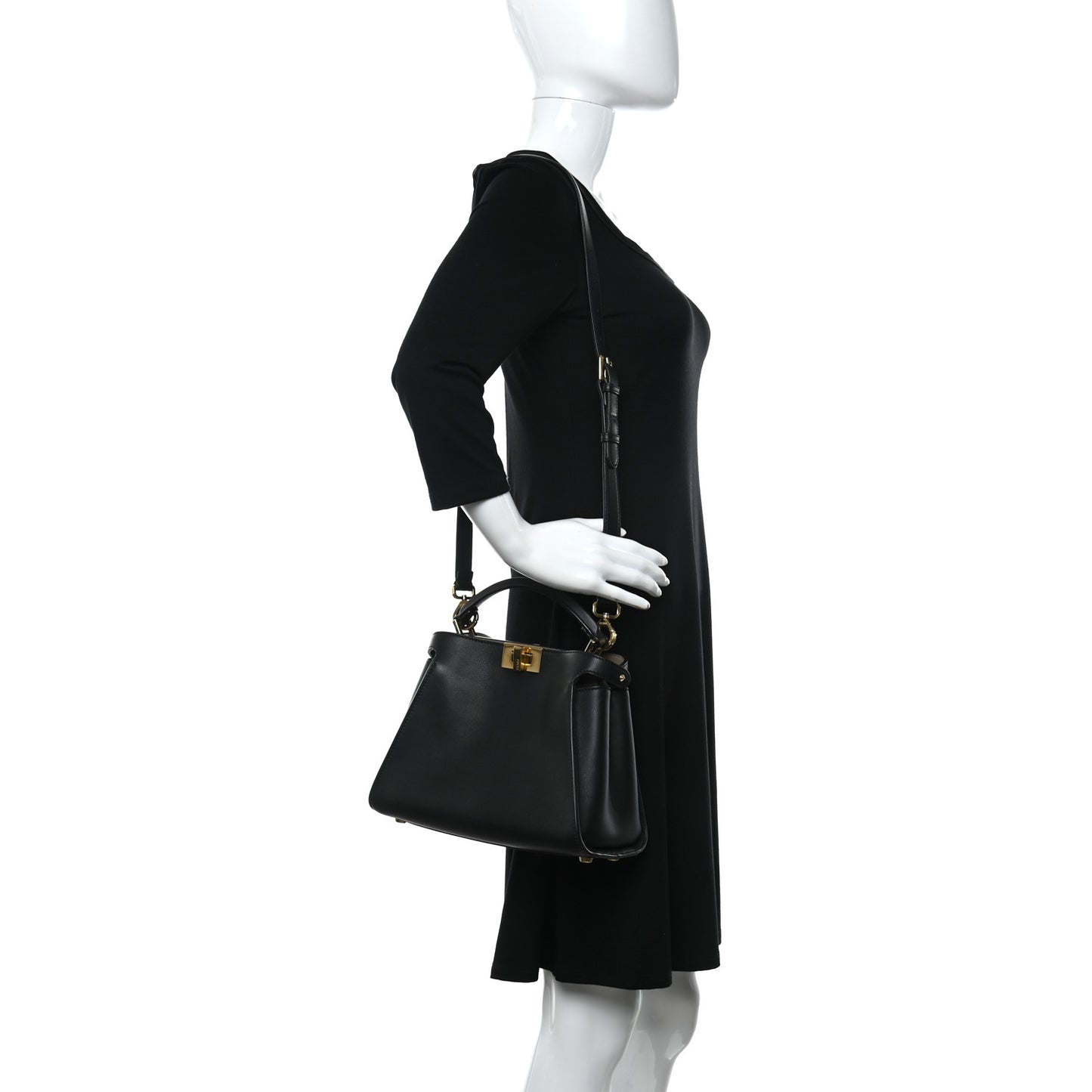 Vitello Medium Peekaboo Iconic Essentially Satchel Black