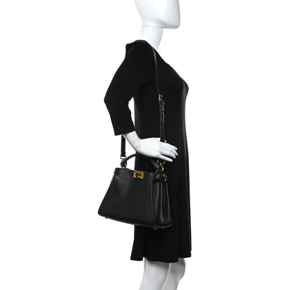 Fendi Vitello Medium Peekaboo Iconic Essentially Satchel Black 2 of 11