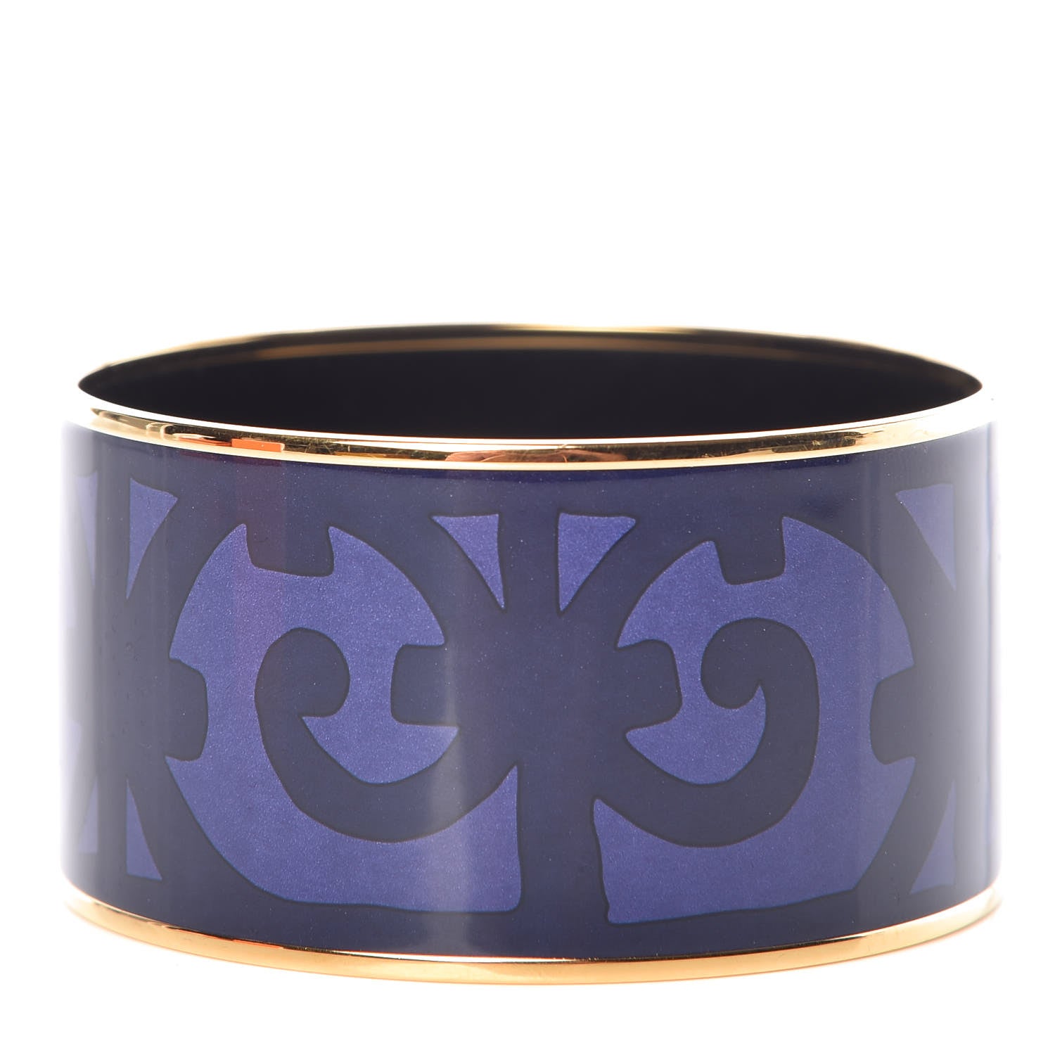 Hermes Enamel Printed Extra Wide Balcons du Guadalquivir Bracelet 70 Blue 1 of 6