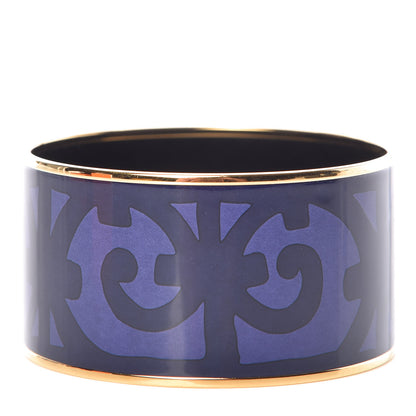 Hermes Enamel Printed Extra Wide Balcons du Guadalquivir Bracelet 70 Blue 1 of 6