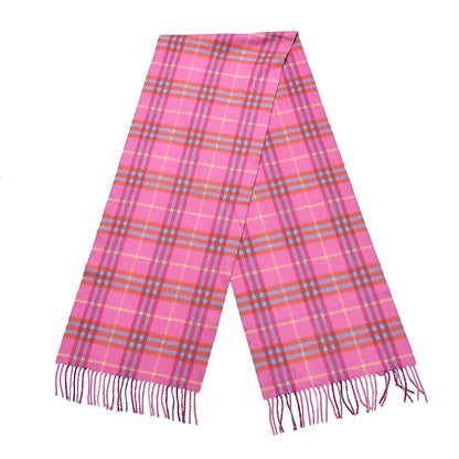 Burberry Cashmere Vintage Check Fringe Scarf Bright Pink 3 of 4