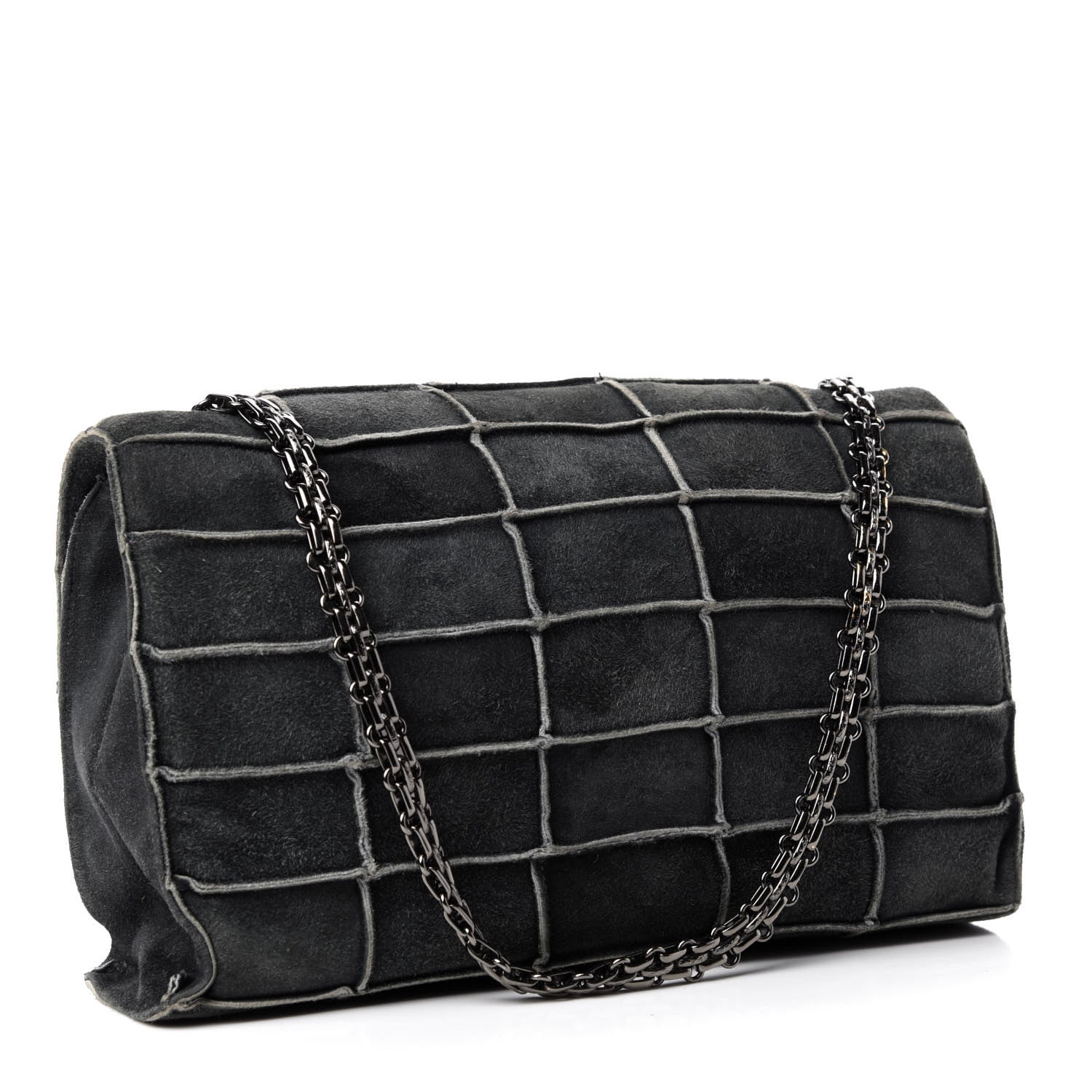 Chanel Suede Chocolate Bar Mademoiselle Flap Dark Grey 3 of 11