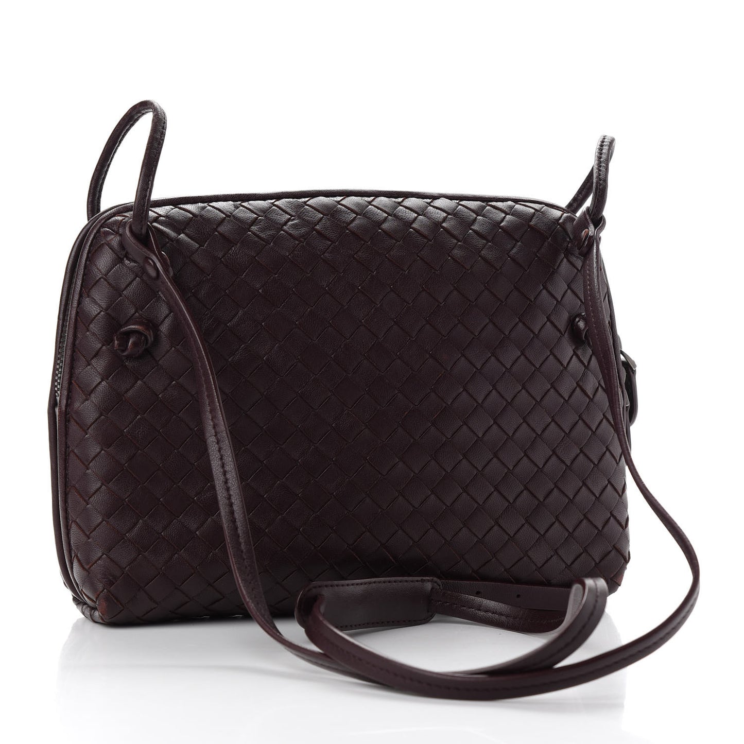 Nappa Intrecciato Nodini Crossbody Messenger Aubergine