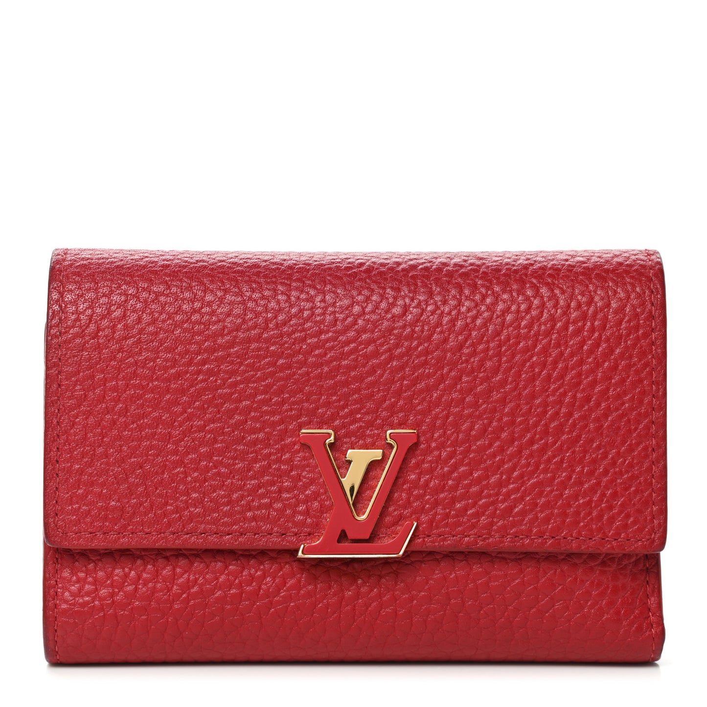 Taurillon Capucines Compact Wallet Rubis