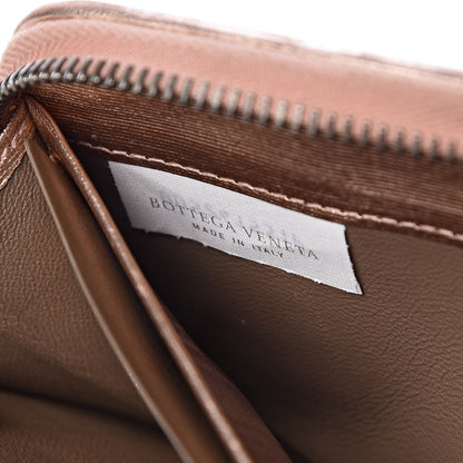 Bottega Veneta Metallic Grosgrain Intrecciato Zip Around Wallet Rose Gold 7 of 11