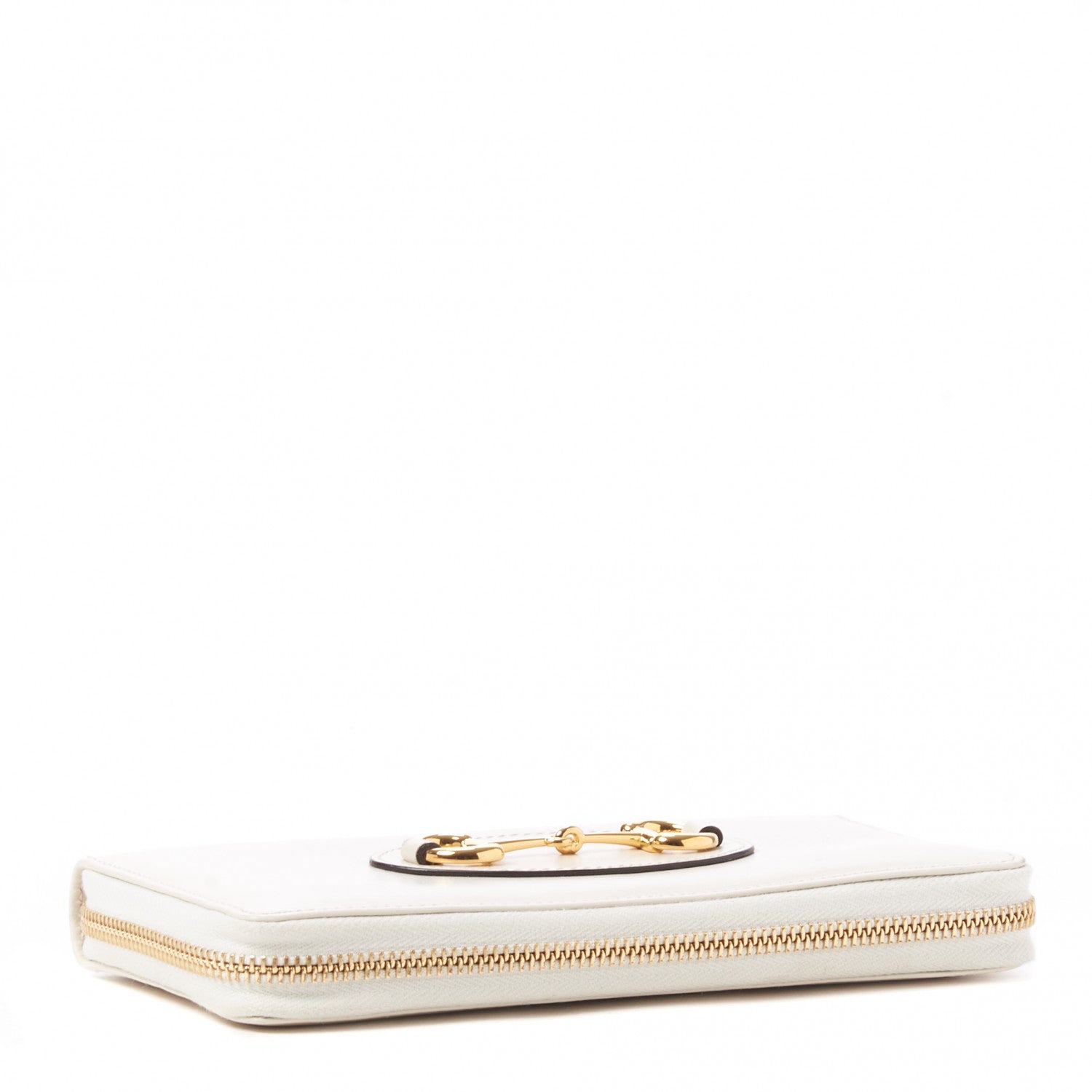 Gucci Boarded Plutone Calfskin Horsebit 1955 Zip Around Wallet Mystic White 3 of 9