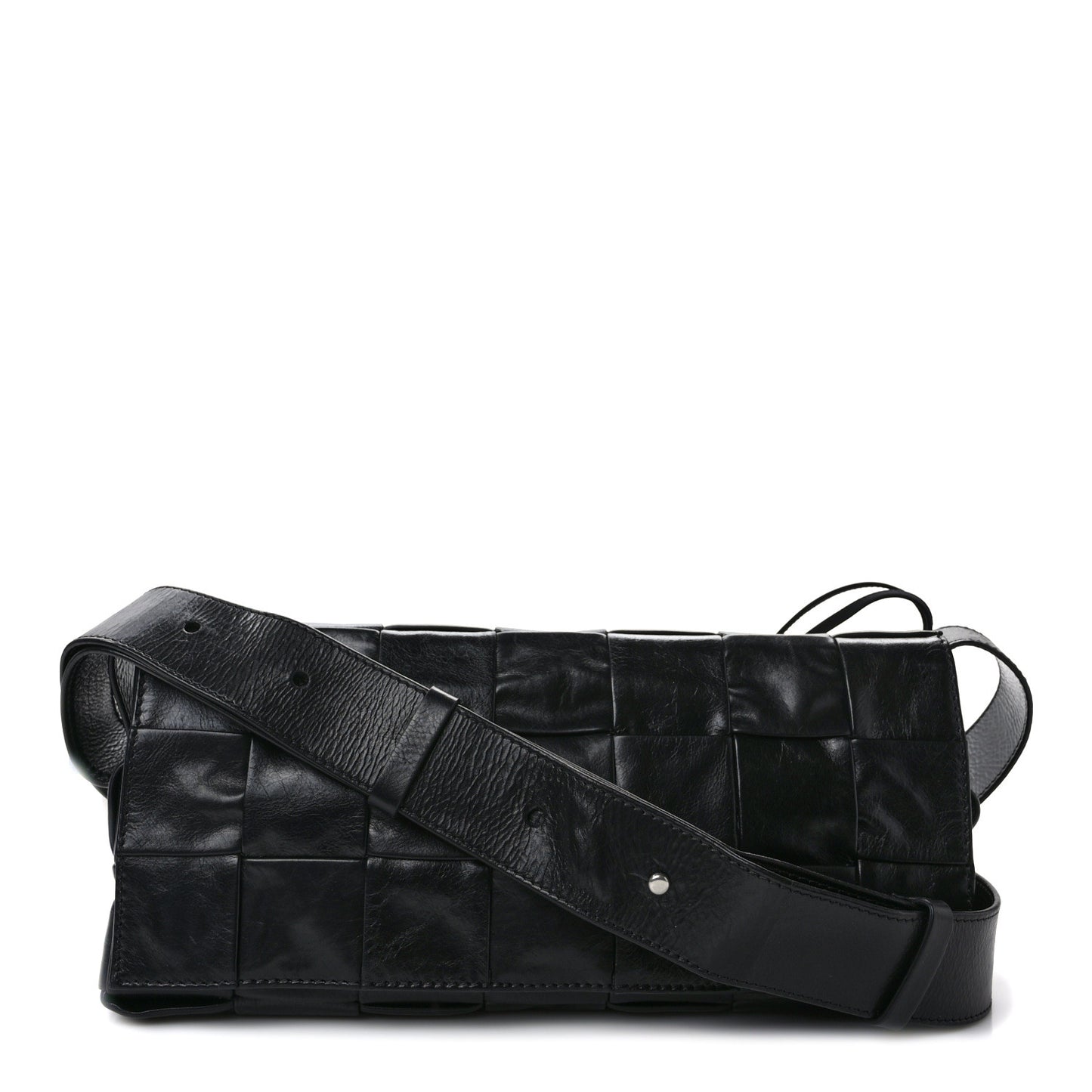 Paper Calfskin Intrecciato Stretch Cassette Black
