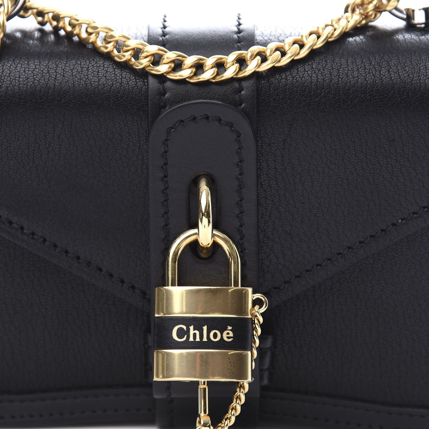 Shiny Goatskin Calfskin Mini Aby Chain Shoulder Bag Black