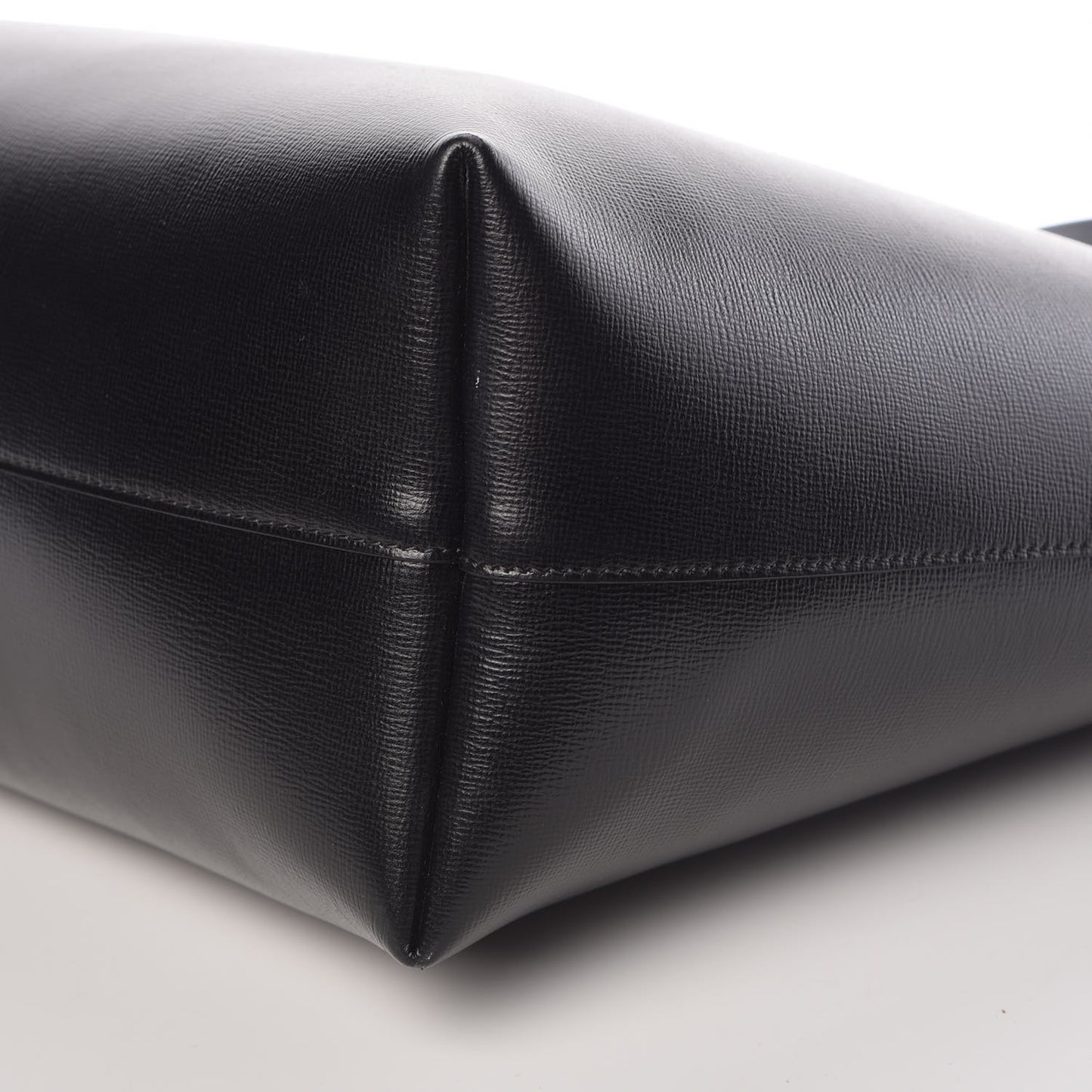Grained Calfskin Large T Tote Black