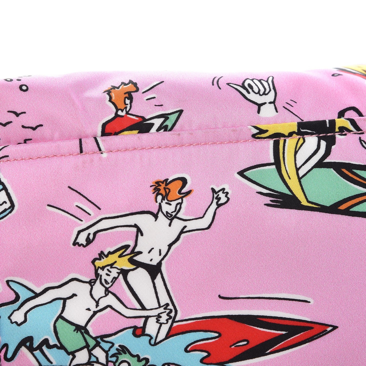 Prada Tessuto Stampato Nylon Saffiano Surf Print Tote Rosa 10 of 11